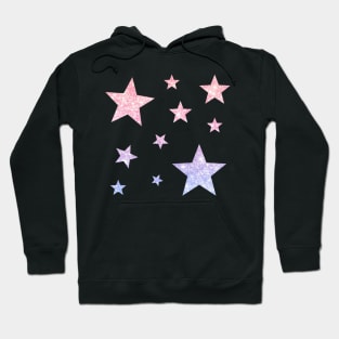 Light Pink Purple Ombre Faux Glitter Stars Hoodie